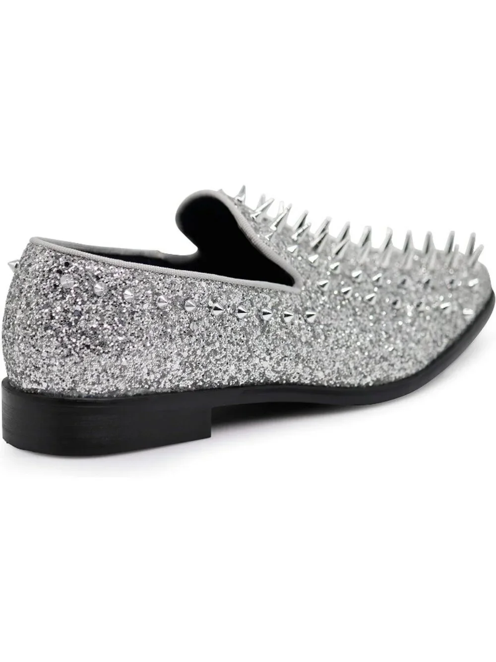 Enzo Romeo Men's Silver Rubber Sole Vintage Loafers Slip On Classic Tuxedo Shoes